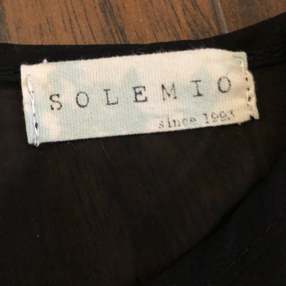 3/$25 Solemio Black Beige Long Sleeve Mini Dress - Picture 5 of 7